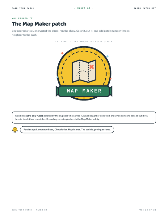 The Map Maker patch to color, cut, and earn